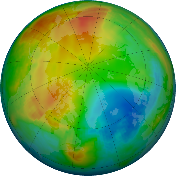 Arctic ozone map for 12 January 1992